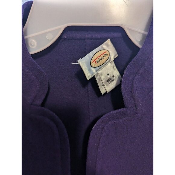 Talbots Dark Purple 100% Wool Open Blazer Size 6 Lined Shoulder Pads - Picture 4 of 14